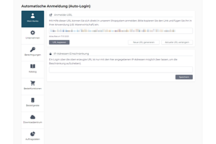 Auto-Login-URL aus dem avanta Webshop Benutzerkonto