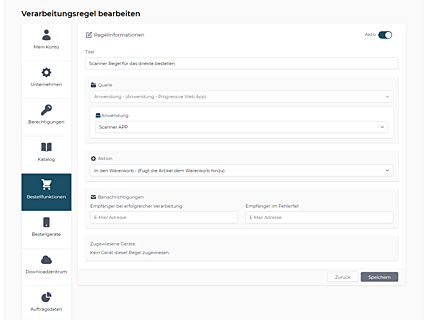 Konfiguration einer Verarbeitungsregel