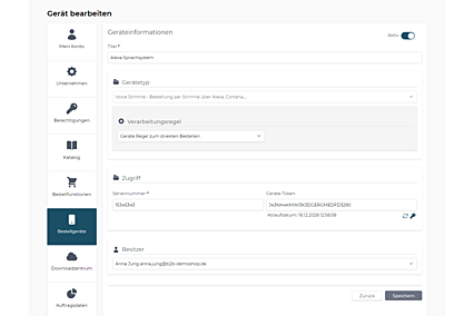 Konfiguration eines Bestellgerätes