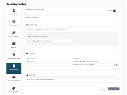 Konfiguration eines Bestellgerätes