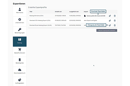 Katalogexport der avanta B2B E-Commerce Lösung