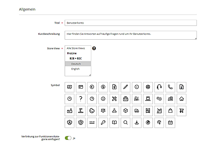 Datenpflege des FAQ-Bereichs im Backend