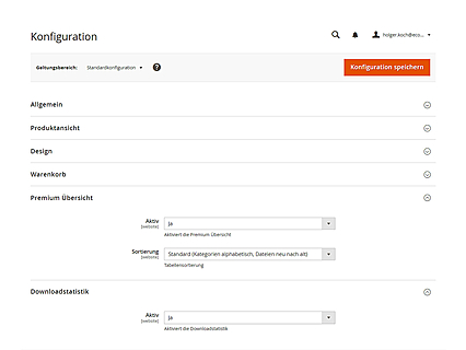 Konfiguration des Premium Downloadcenters im avanta Systembackend