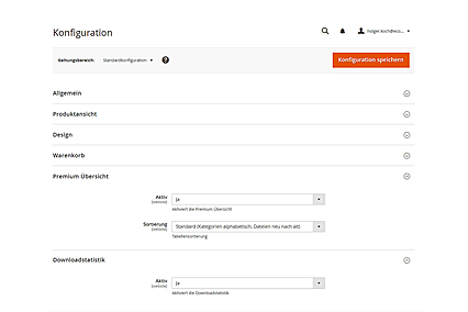 Konfiguration des Premium Downloadcenters im avanta Systembackend