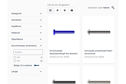 avanta Premium-Filter: Akkordeonfunktion