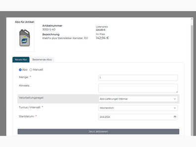 Komfortable Wiederbestellung