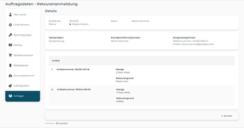 Prozesse: Retourenanmeldung