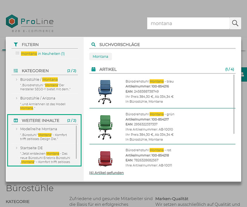 Erweiterung Produktsuche