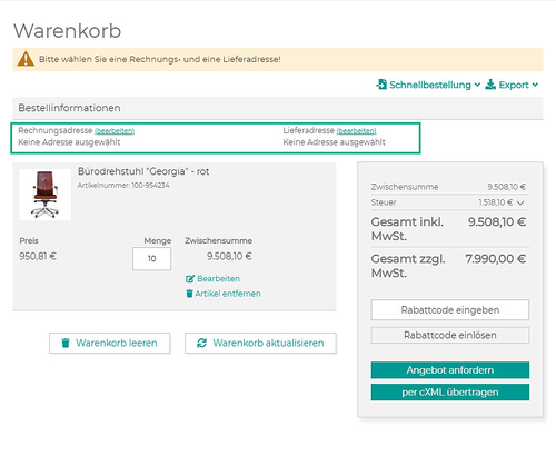 Erweiterung Bestellmöglichkeiten