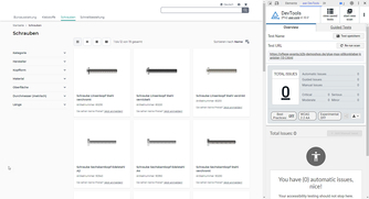 Barrierefreiheit Score von axe Dev Tools