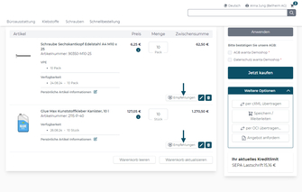 Empfehlungsbutton im Warenkorb