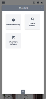 Schnellbestellung mobile Darstellung Übersicht