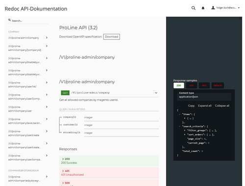 Schnittstellendokumentation über das Backend