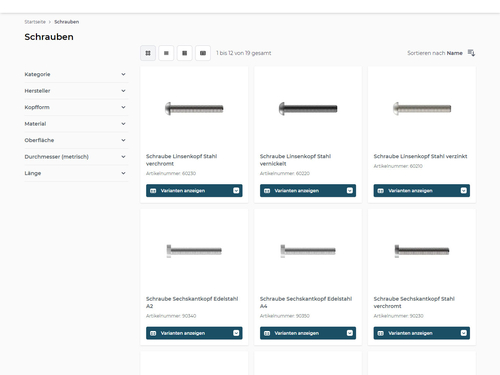 Aufruf Variantentabelle in Trefferliste