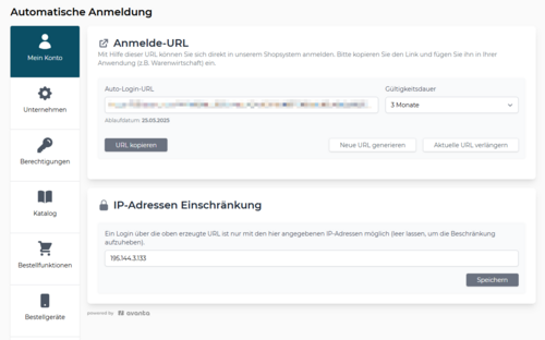 Backend Grid "Gespeicherte Warenkörbe"
