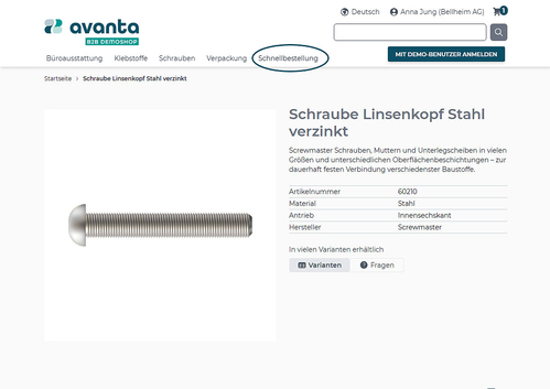 Pflege von individuellen Haupt-Menüpunkten außerhalb des Produktkatalogs