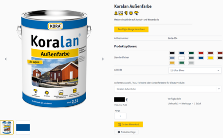 product detail page in the Kora webshop with clear, attractive product presentation
