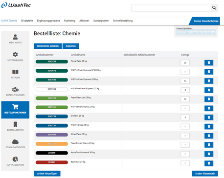 Fast and convenient procurement with order lists